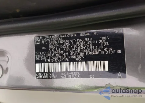 2004 Toyota Tundra Sr5 V8 из США, поврежденный, VIN 5TBDT44104S453050